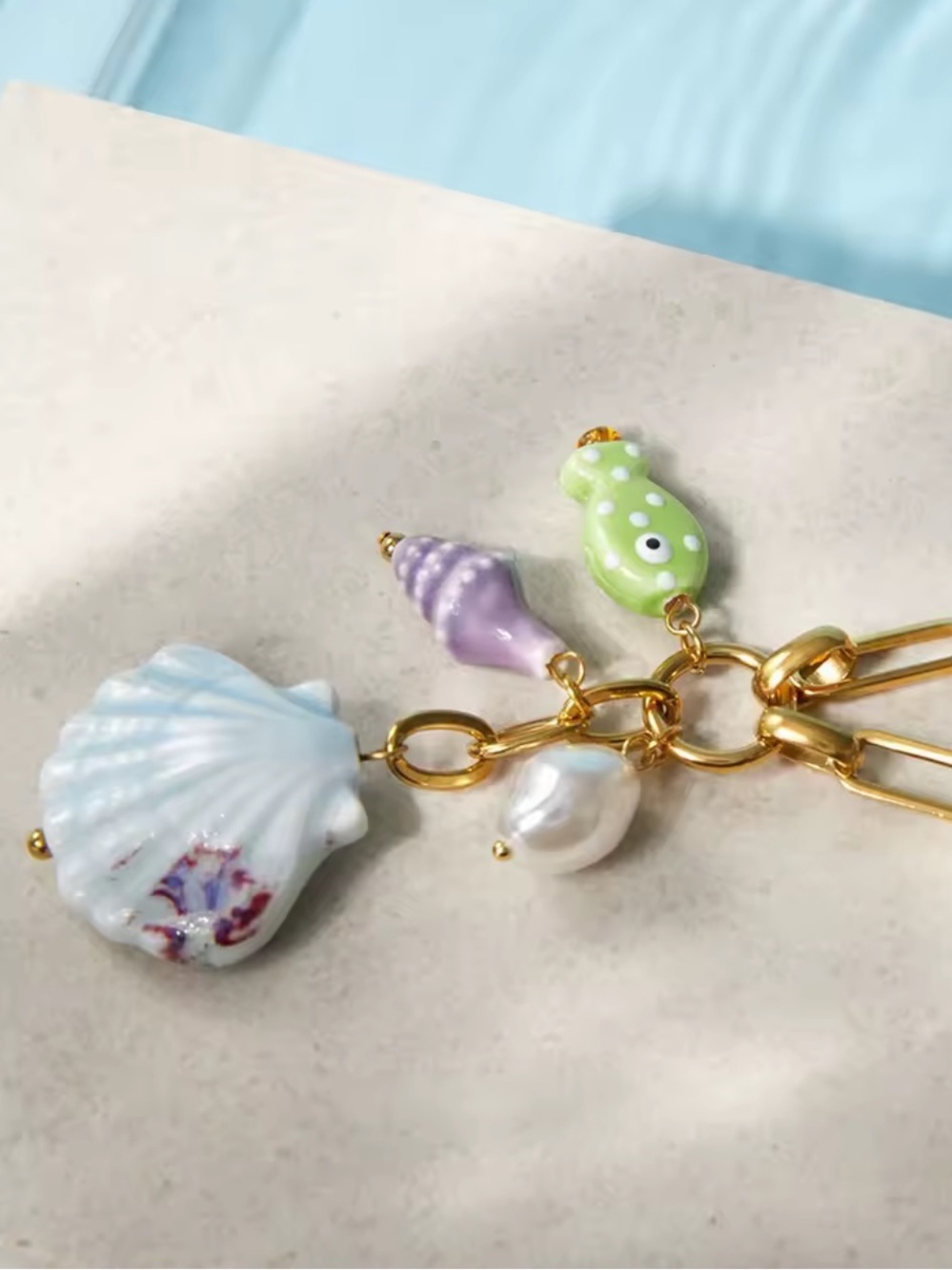 Beach Babes Pastel Beaded Shell Charm Necklace - Picture 4 of 13